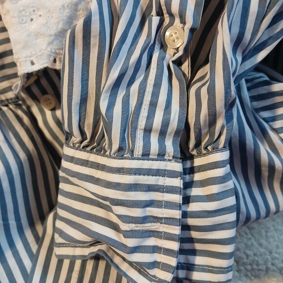 GAP X Doen Cotton Eyelet Collar Big Shirt Size Medium - Picture 8 of 11